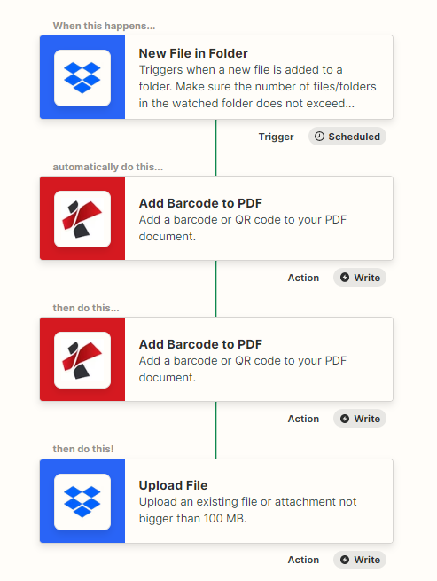 Add multiple nbarcodes to PDF template