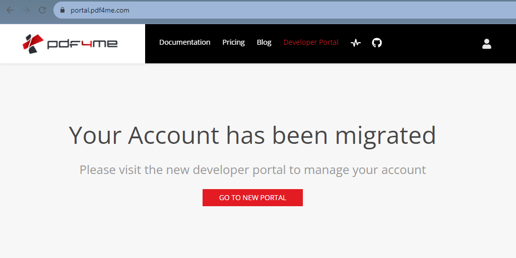 show migration message in old developer portal