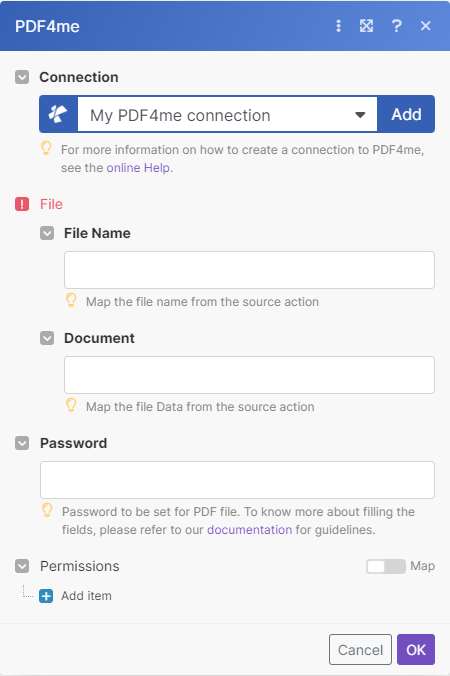 Add Password to PDF module in Make