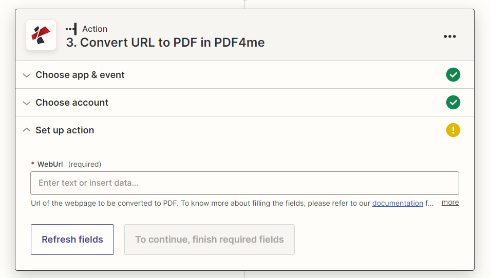 Convert URL to PDF in Zapier